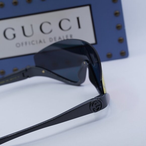 Gucci GG1650S 009 Shield Sunglasses - Ruthenium/Red Mirror - Picture 7 of 11